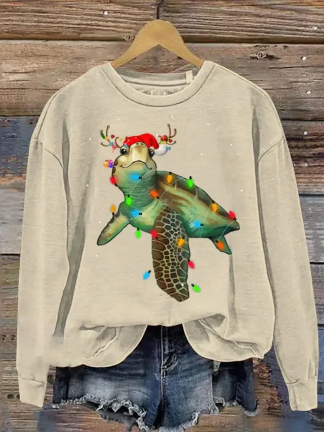 Women's Sweater 3D Digital Christmas Series Printed Crew Neck Sweatshirt Hy2410171101150 - Shop at LoveMi