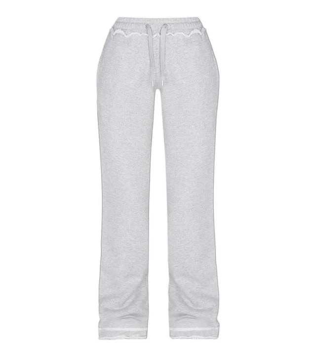 Polyester Casual Cropped Hoodie Trousers Suit Light Gray Trousers - Shop at LoveMi