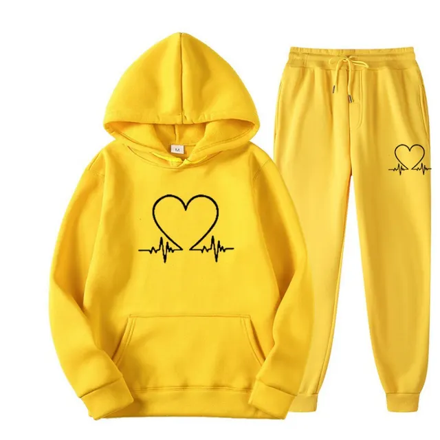 Polyester Sweater Suit Hooded Pullover Sports Yellow Black Logo - Shop at LoveMi