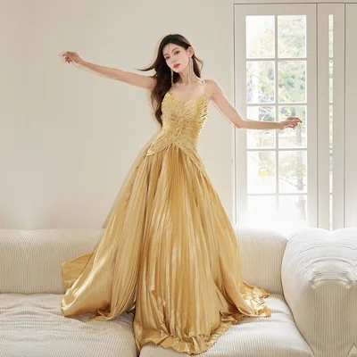 New Heavy Industry Birthday Dress For Women Gold - Shop at LoveMi