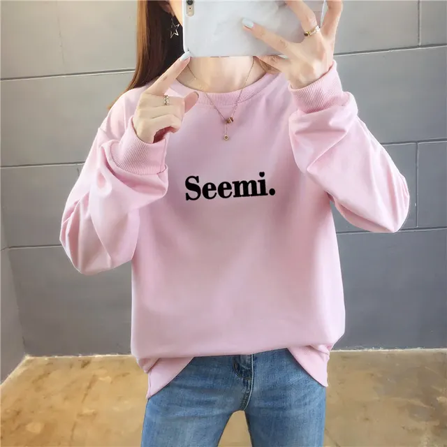 Thin Sweater Women's Round Neck Letter Jacket Plus Size Women's Clothing Bean Pink - Shop at LoveMi