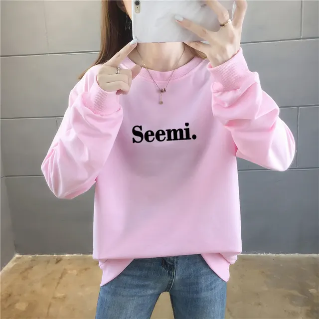 Thin Sweater Women's Round Neck Letter Jacket Plus Size Women's Clothing Light Pink - Shop at LoveMi
