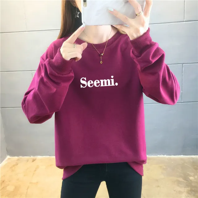 Thin Sweater Women's Round Neck Letter Jacket Plus Size Women's Clothing Wine Red - Shop at LoveMi