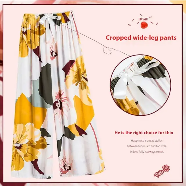 40 Cotton Silk Pajama Pants Summer Women Big Flower - Shop at LoveMi