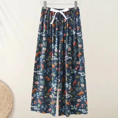 40 Cotton Silk Pajama Pants Summer Women Birds And Flowers - Shop at LoveMi