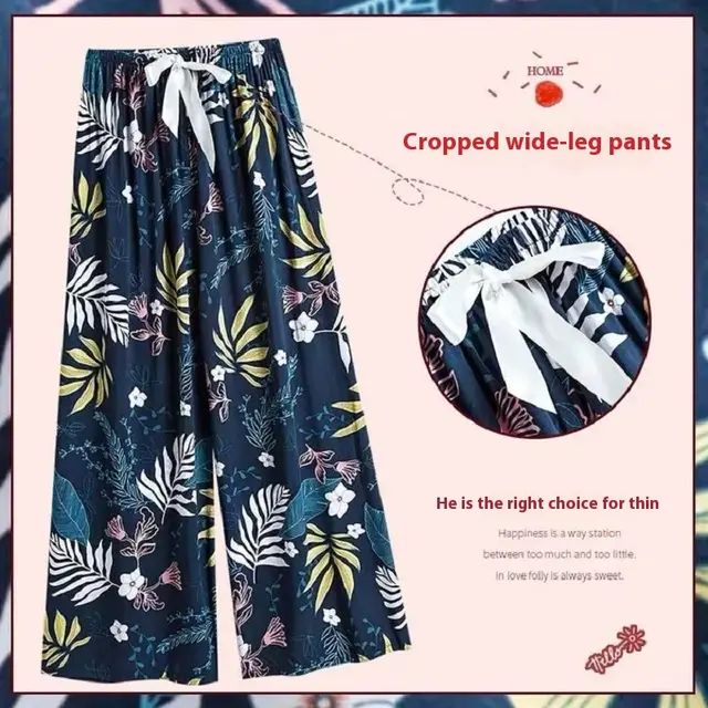 40 Cotton Silk Pajama Pants Summer Women Navy Blue Lilac - Shop at LoveMi