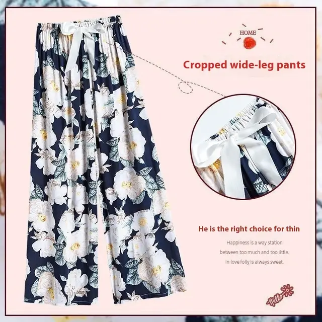 40 Cotton Silk Pajama Pants Summer Women White Peony - Shop at LoveMi