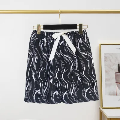 Cotton Silk Pajama Pants Women's Thin Shorts Artificial Cotton Casual Outdoor Home Pants Black Quartz Pattern - Shop at LoveMi