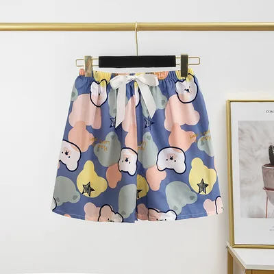 Cotton Silk Pajama Pants Women's Thin Shorts Artificial Cotton Casual Outdoor Home Pants Blue - Shop at LoveMi