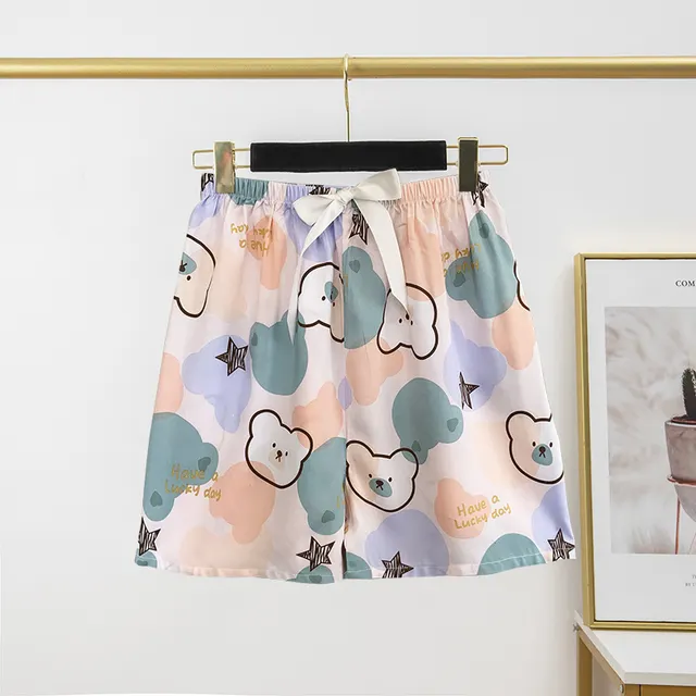 Cotton Silk Pajama Pants Women's Thin Shorts Artificial Cotton Casual Outdoor Home Pants Pink Xingx Bear - Shop at LoveMi