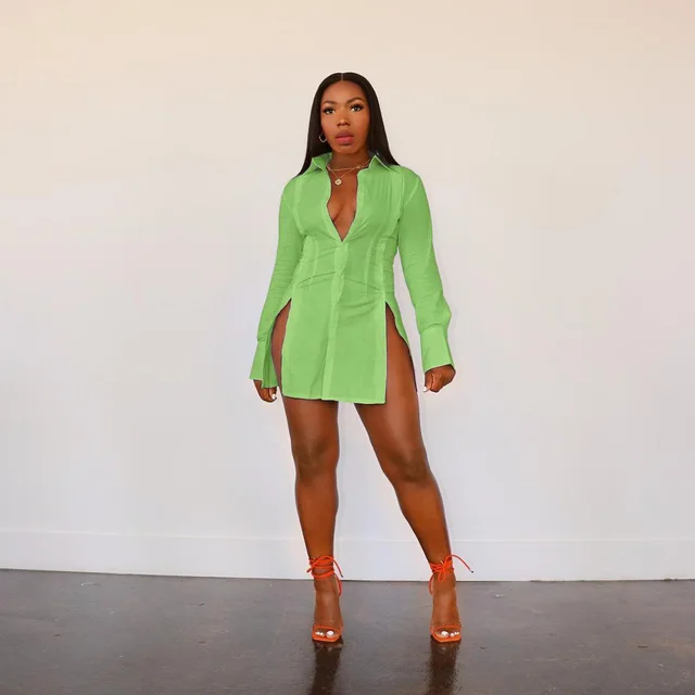 Women's Split Design Shirt Top Green - Shop at LoveMi