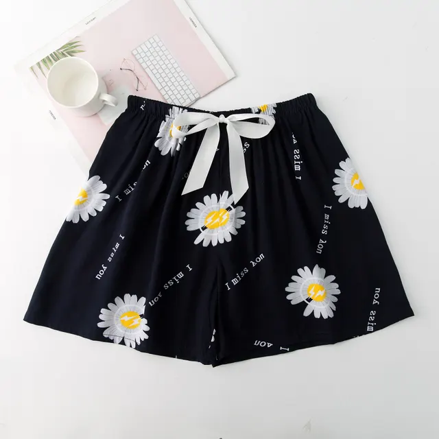 Shorts Women's Summer New Plus Size Loose And Thin Pajama Pants 38 Black Little Daisy - Shop at LoveMi