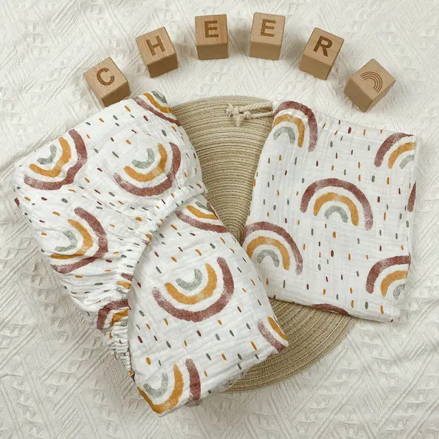 Class Printing A Cotton Crepe Crib Bed Sheet Universal Size Fitted Sheet Ink Rainbow - Shop at LoveMi