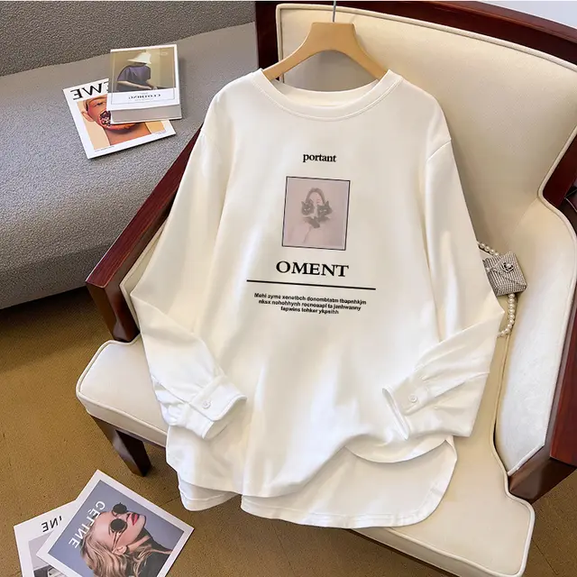 Spring And Autumn Bandage Dress Cotton Base Shirt Mid length 2 Cats - Shop at LoveMi