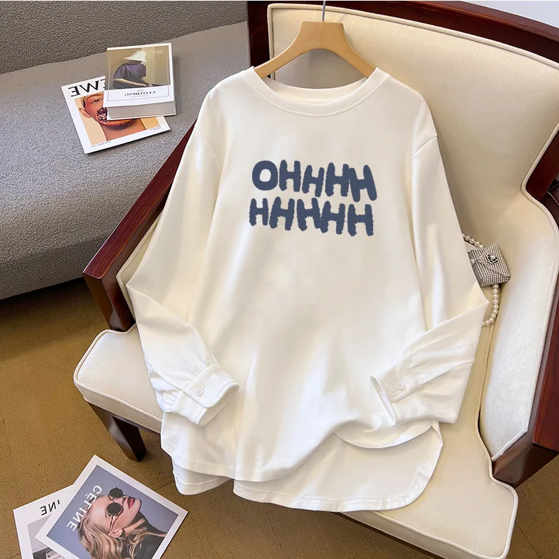 Spring And Autumn Bandage Dress Cotton Base Shirt Mid-length - Cae Fluffy Rabbit