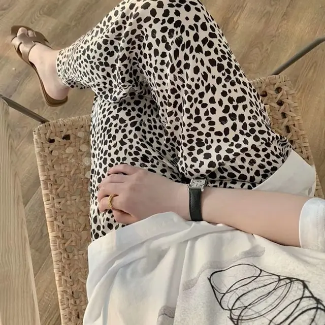 Cartoon Pajama Pants For Women Spring And Autumn New Home Cute Printed Loose Casual White Leopard Print - Shop at LoveMi