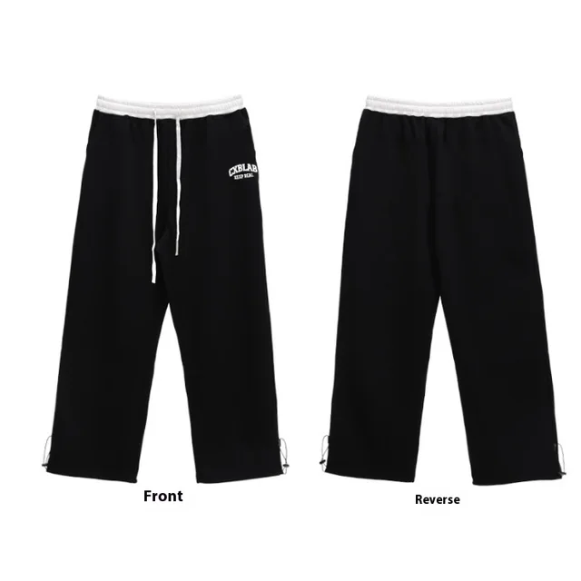 Lace up Street Dance Multi color Hip Hop Waist Head Contrast Color Sports Pants Female Black Light Gray Waist Head - Shop at LoveMi