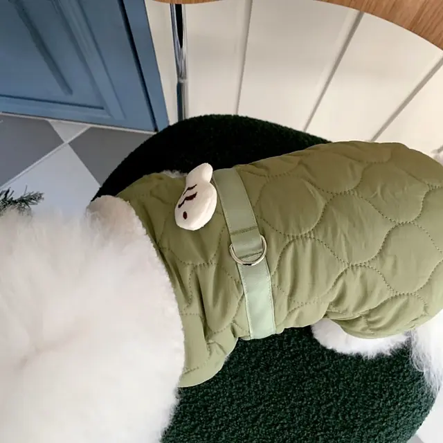 Dog Four legged Cotton padded Clothes Autumn And Winter Clothing Small Green Fish - Shop at LoveMi