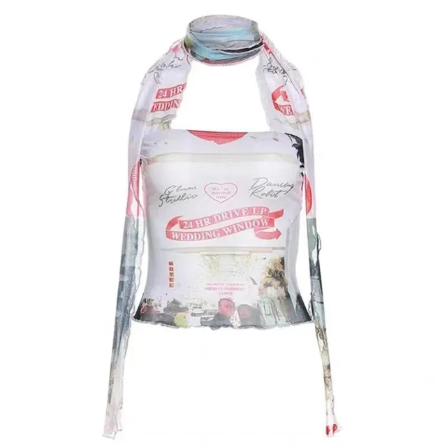 Printed Strapless Tube Top Women's Slim fit Mesh Top - Shop at LoveMi