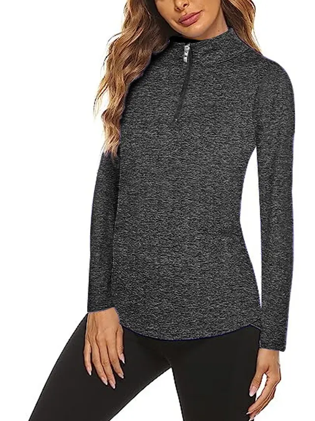 Women's Long Sleeve Breathable V neck Top Black - Shop at LoveMi