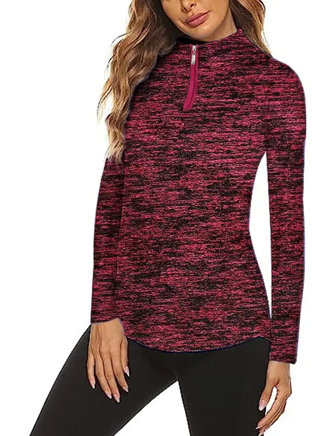 Women's Long Sleeve Breathable V neck Top Red - Shop at LoveMi