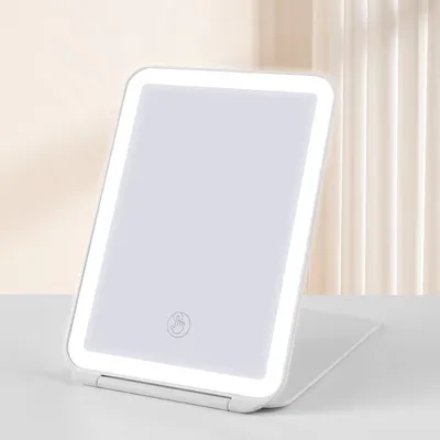 Desk Lamp With Three Fold LED Makeup Mirror White Adjustable - Shop at LoveMi