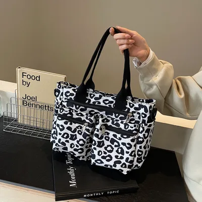 Large Capacity Leopard Print All match Shoulder Messenger Bag Black - Shop at LoveMi