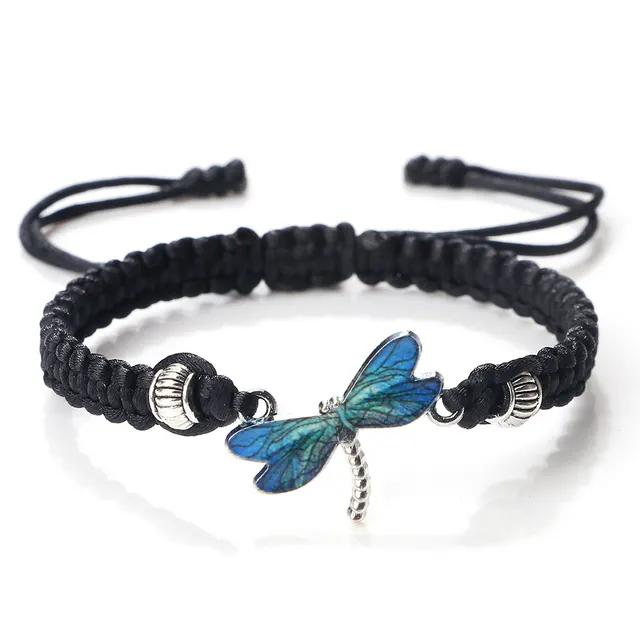 Summer Bow New Little Monster Hand Weaving Bracelet Black Line Dark Blue Dragonfly - Shop at LoveMi