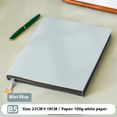 Litchi Pattern Soft Leather Covered Notebook Blue - Shop at LoveMi