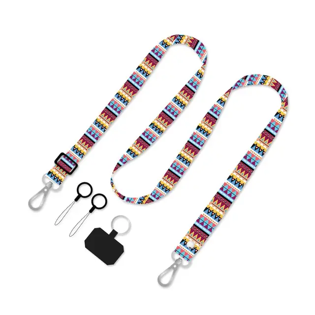 Backless Crossbody Widened Printing Anti lost Hang Rope Fixed Card Type Mobile Phone Shoulder Strap Neck Rope Ethnic 1Style - Shop at LoveMi