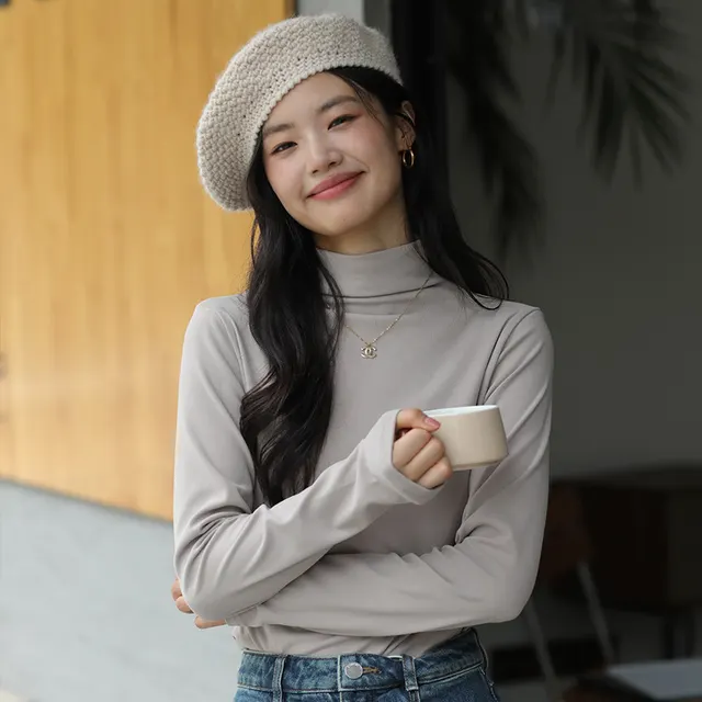 Women's Outer Casual Top Simple Mid collar Sweater Inner Wear Soft Card - Shop at LoveMi