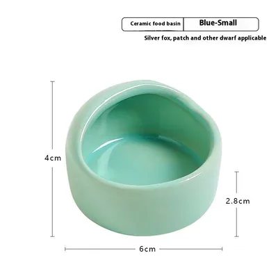 Simple Ceramic Hamster Small Size Food Basin Chipmunk Blue - Shop at LoveMi