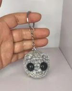 Cute And Minimalist Hamster Crochet Doll Keychain - Light Grey Without Bow