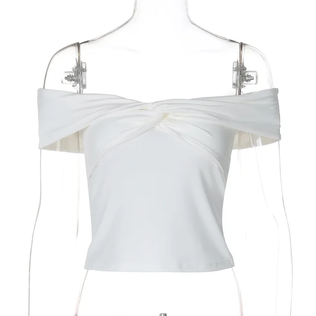 Women's Kinked Design Off shoulder Top White - Shop at LoveMi