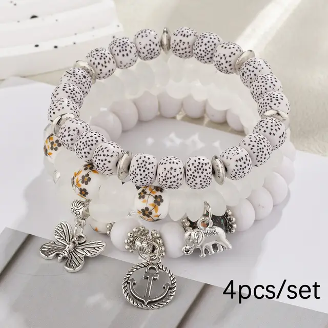 Bohemian Bracelet Suit Elephant Butterfly White - Shop at LoveMi