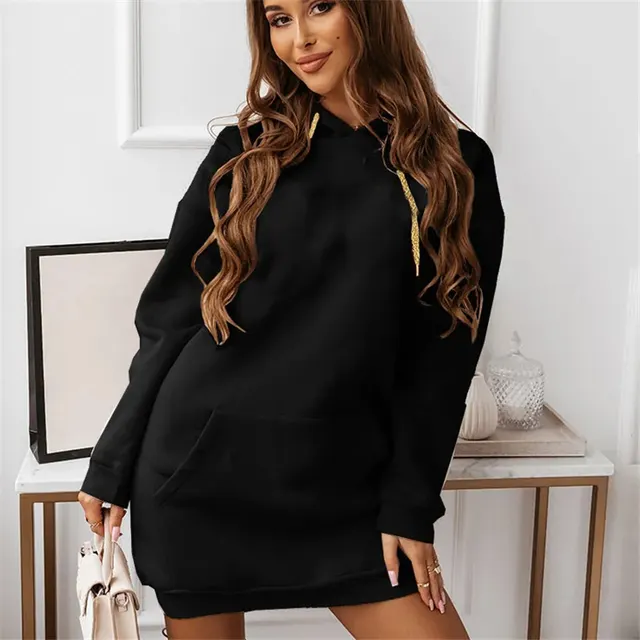 Autumn And Winter New Women's Solid Color Casual Sports Hoodie Sweater Black - Shop at LoveMi
