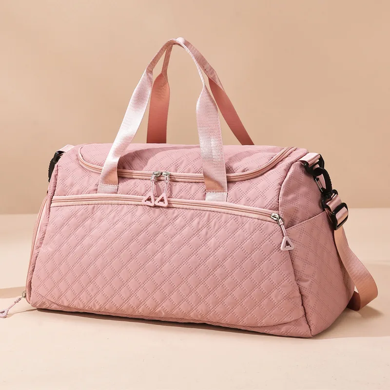 Large Capacity Travel Rhombus Waterproof Oxford Fabric Luggage Bag Pink - Shop at LoveMi