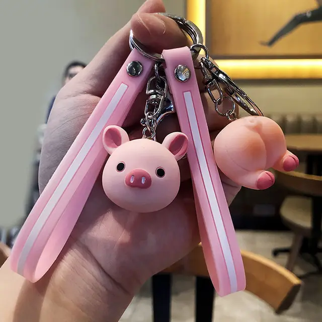 Cute Creative Key Ring Doll Ornaments Leather Rope Pig Pair - Shop at LoveMi