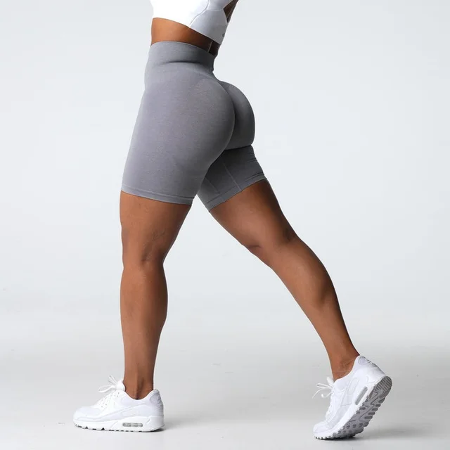 Gluteal Muscle Line Hip Raise Skinny Seamless Shorts Fitness Yoga Shorts Gray - Shop at LoveMi