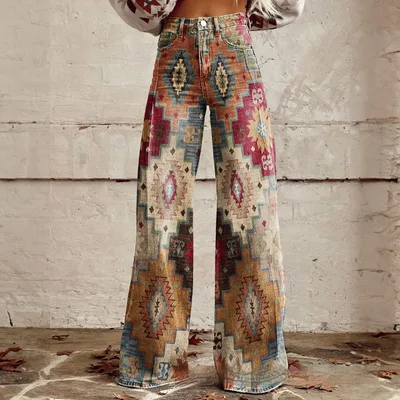 Foreign Trade Plus Size Women's Casual Pants Thin Imitation Jeans Wide Leg Imitation Denim 11 - Shop at LoveMi