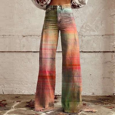 Foreign Trade Plus Size Women's Casual Pants Thin Imitation Jeans Wide Leg Imitation Denim 16 2Xl - Shop at LoveMi