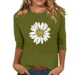 New Women's Clothing Round Neck 34 Sleeves Loose Print T-shirt - 00101 Style-L