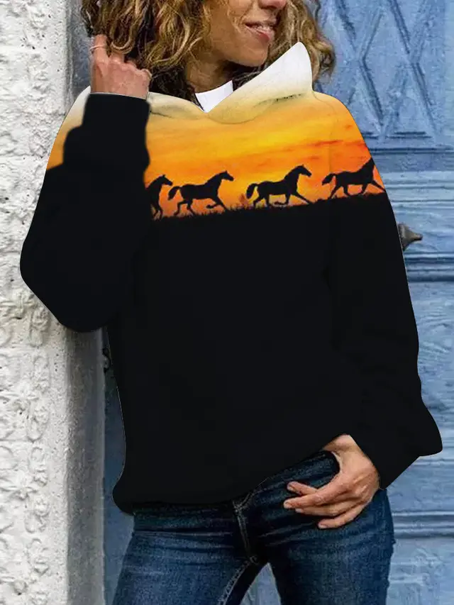 New Animal Print Hooded Women's Sweater Shk9N2209116 - Shop at LoveMi