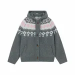 Knitted Hooded Cardigan Sweater Couple Thickened Sweater Coat - Grey