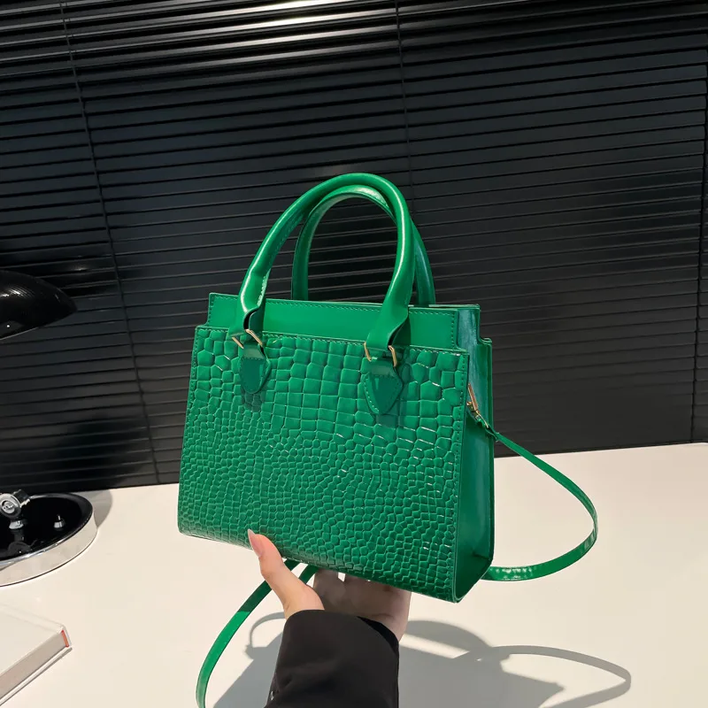 Large capacity Textured Commuter Tote Pattern Shoulder Messenger Bag Green - Shop at LoveMi