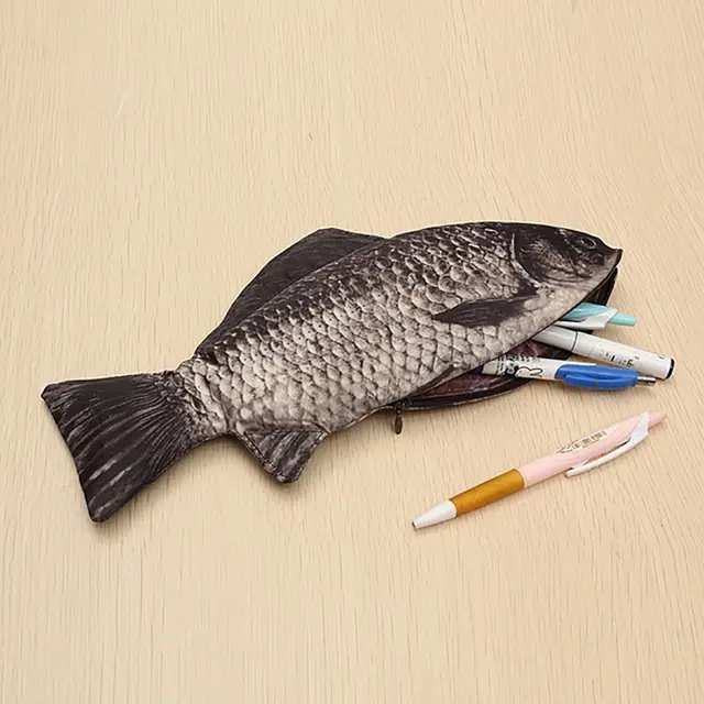Cloth Large Capacity Crucian Carp Pencil Case Fish Shaped - Shop at LoveMi