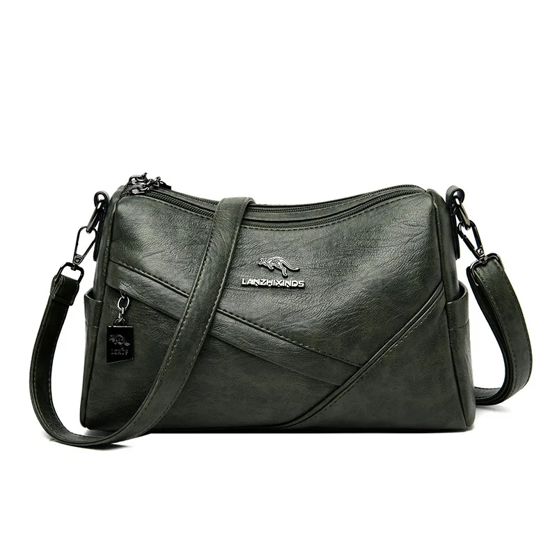New Fashion Soft Leather Shoulder Large capacity Crossbody Bag Green - Shop at LoveMi