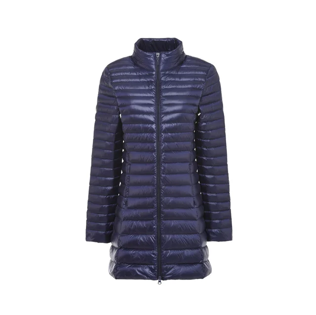Autumn And Winter New Down Jacket Women's Lightweight Stand Collar Mid length Slim Fit Slimming Plus Size Coat Navy Blue - Shop at LoveMi