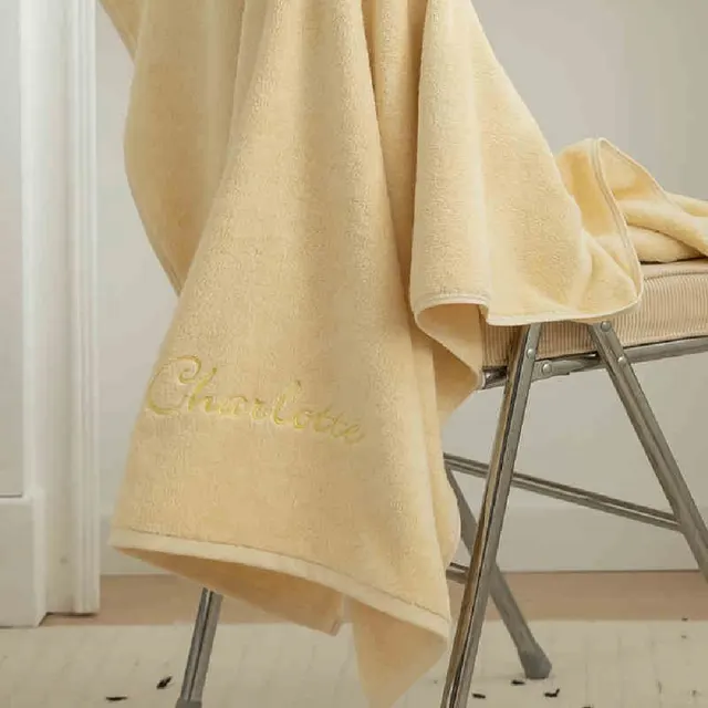 Embroidered Words, DIY Men's And Women's Bath Towels, Customized And Engraved Names Milk Yellow - Shop at LoveMi