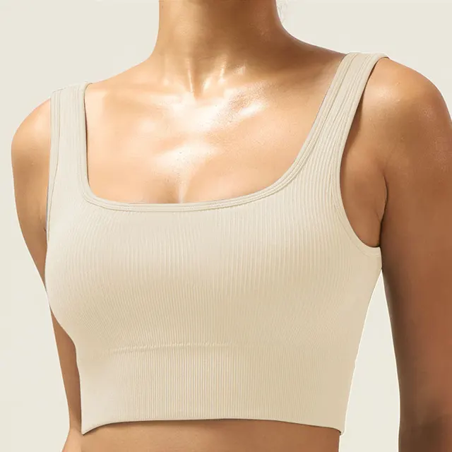 Female Thread Yoga Vest Top Beige - Shop at LoveMi